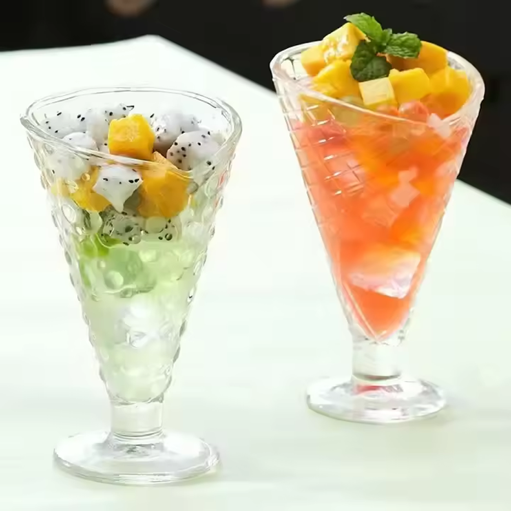 طقم كاسات زجاجية للحلوى والآيس كريم 4 قطع