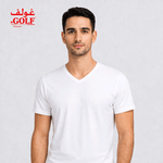 تيشيرت رقبة V نصف كم / 1قطعة أبيض