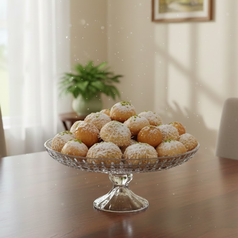 طبق تقديم زجاجي فاخر على قاعدة