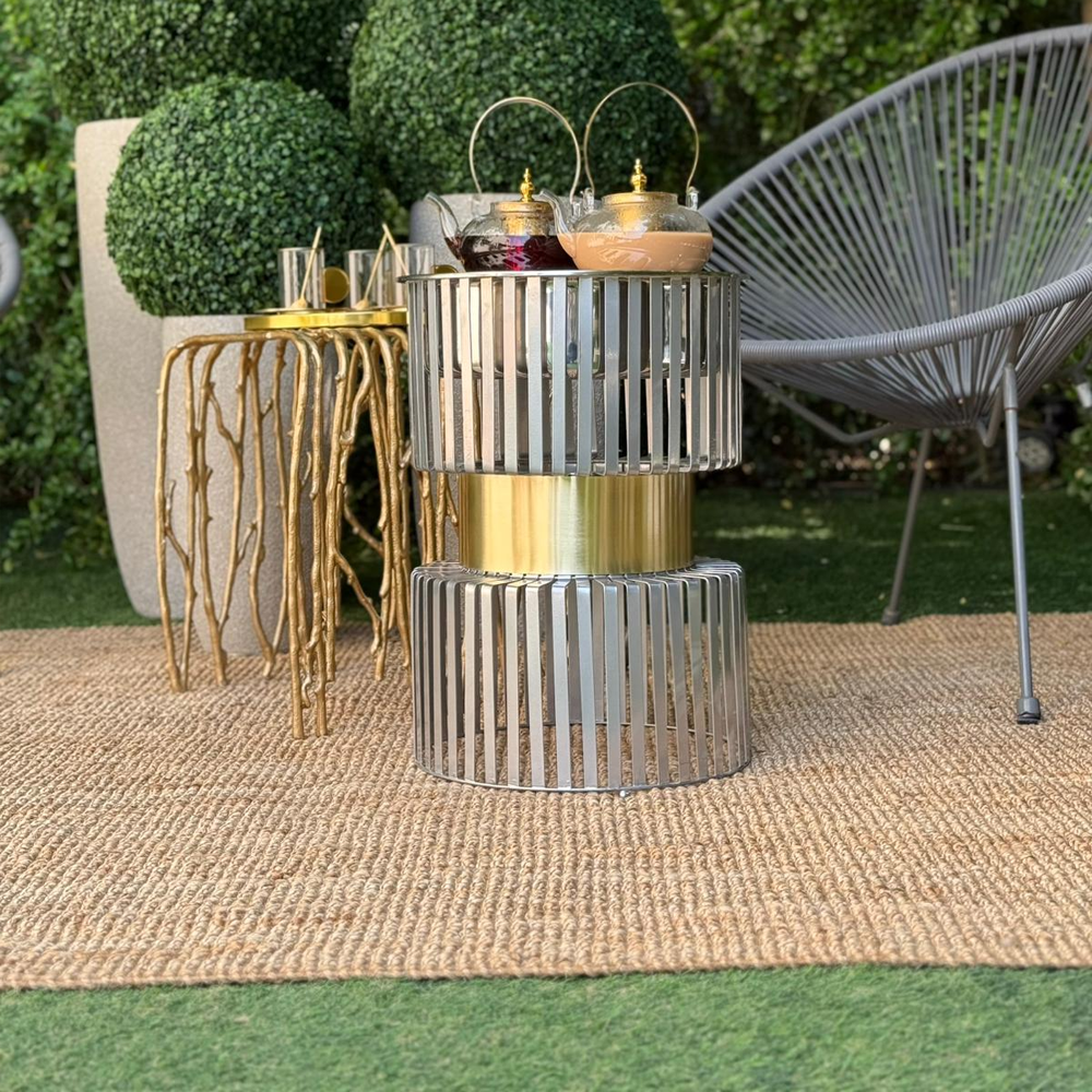 دوة و شواية معدنية بإطار ذهبي