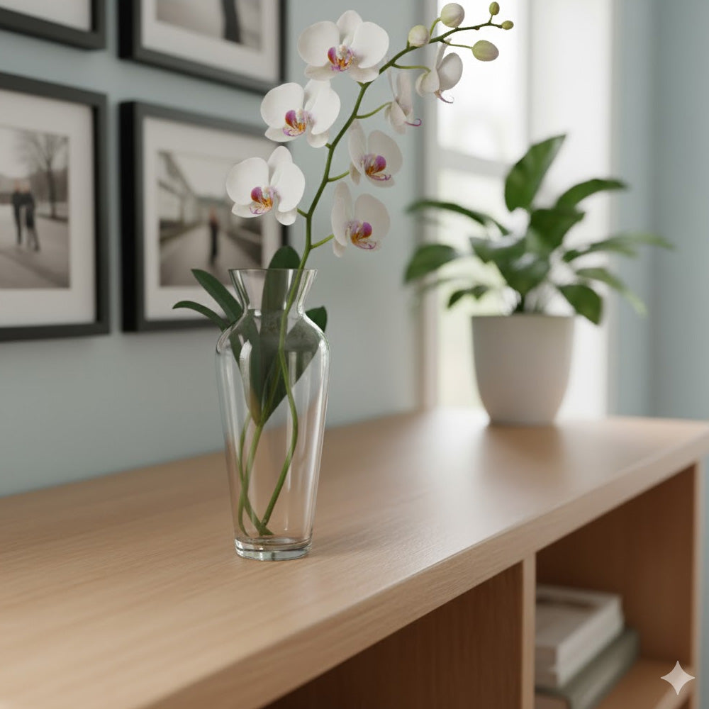 مزهرية زجاجية شفافة - تصميم أنيق لديكور المنزل