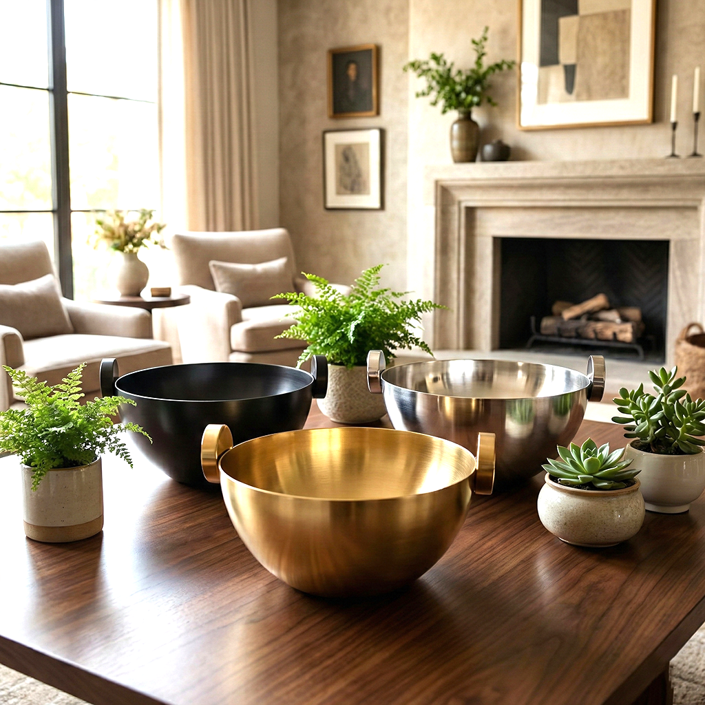 وعاء تقديم معدني وسط