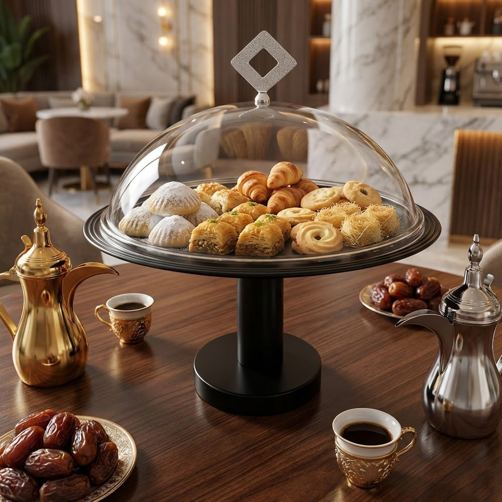 طبق تقديم كيك بغطاء
