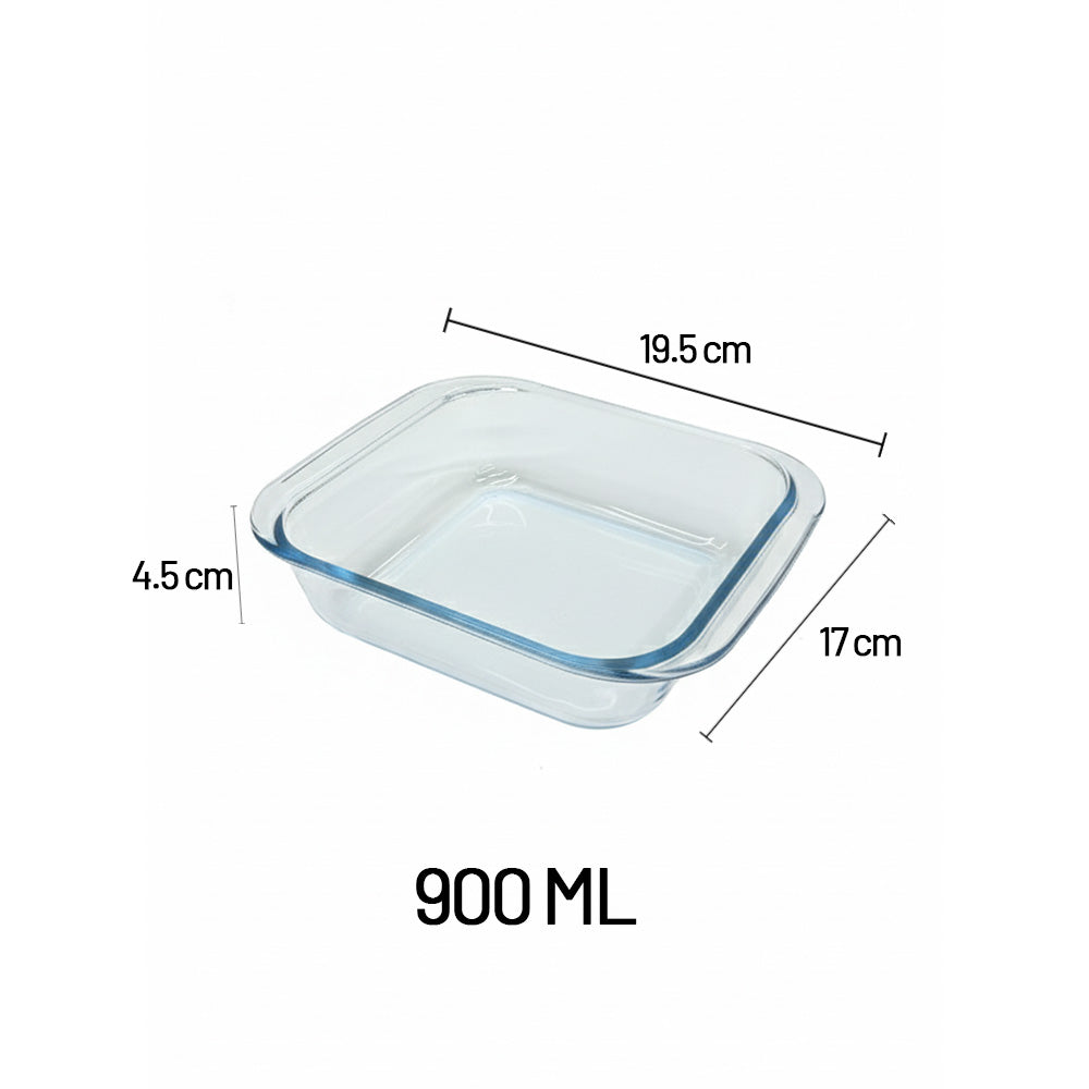 طبق فرن زجاجي مربع