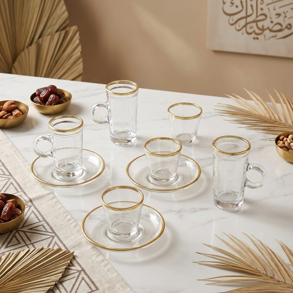 طقم استكانة وفنجان 18 قطعة