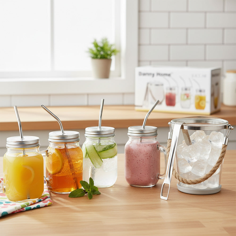 طقم أدوات شرب ماسون جار 6 قطع