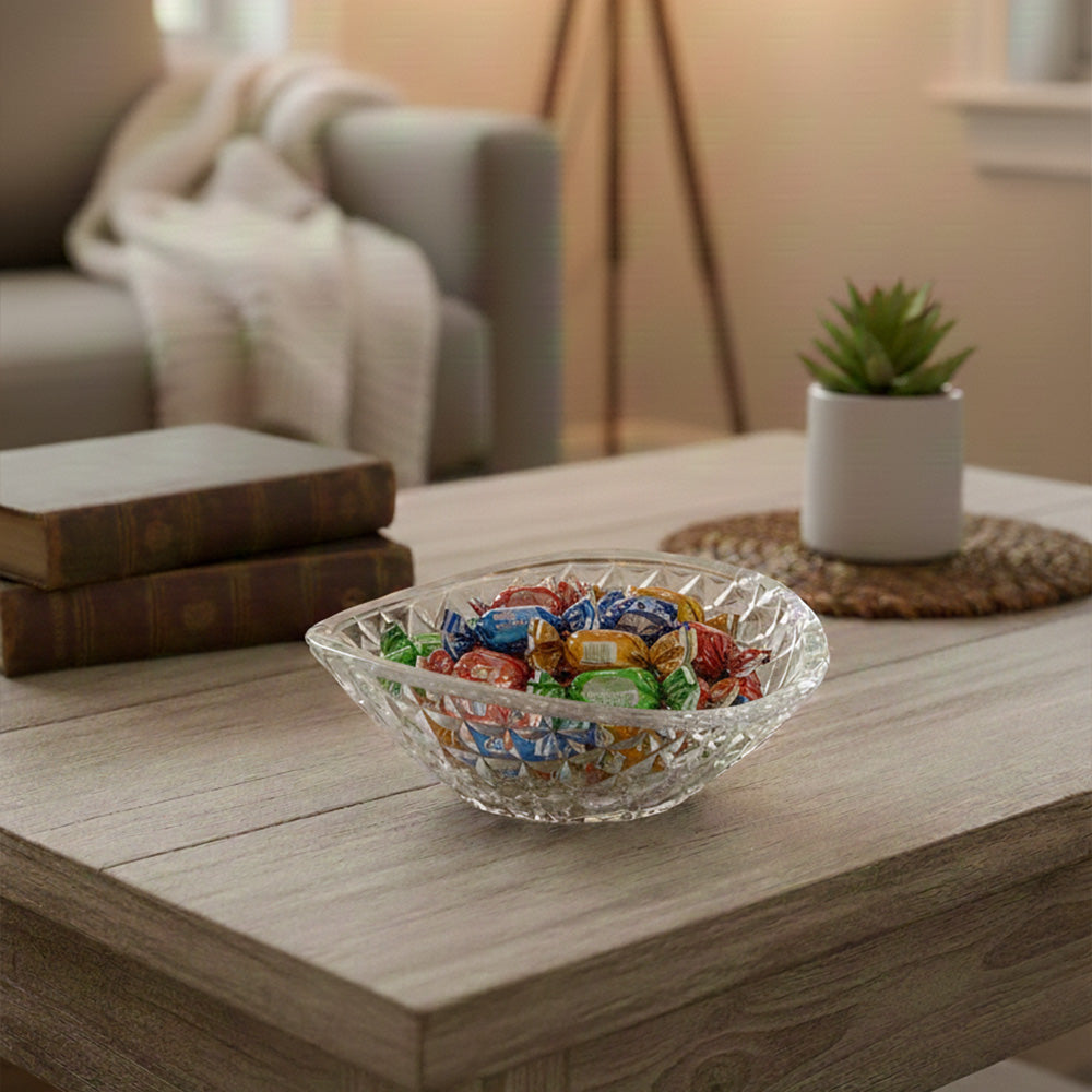 وعاء تقديم زجاجي مقطوع بالكريستال