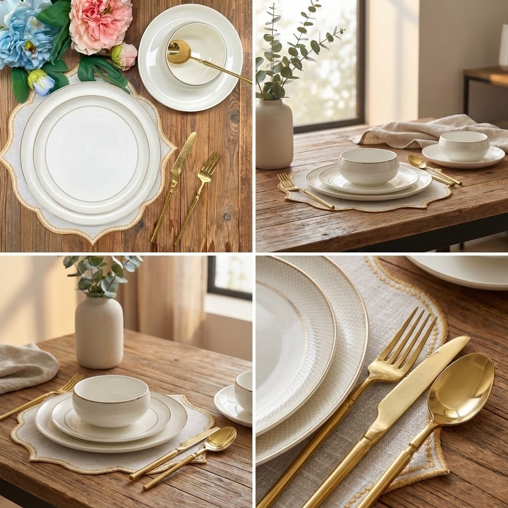 طقم أطباق مائدة فاخر 24 قطعة