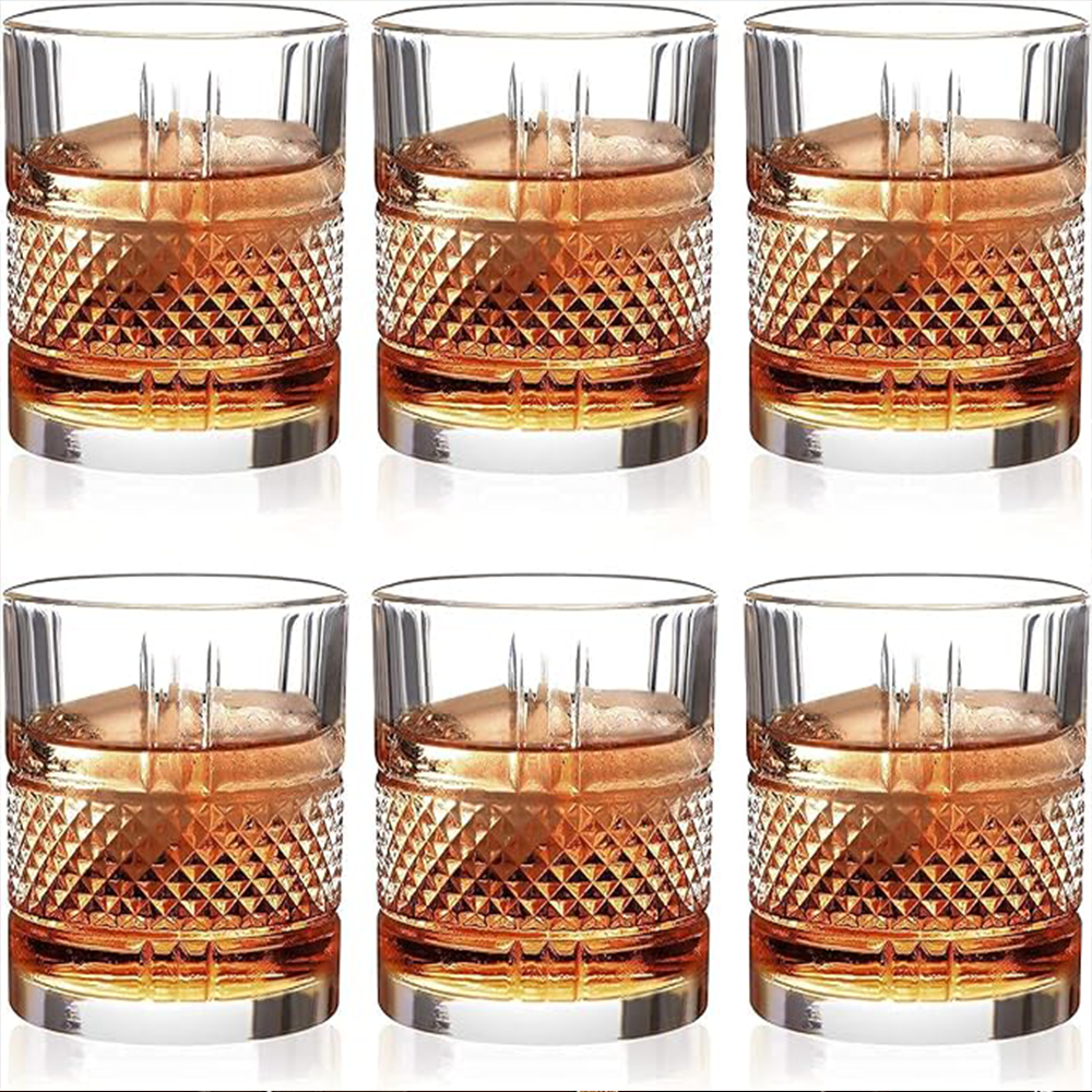 طقم أكواب زجاجية منقوشة فاخرة 6 قطع (315 مل)