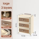 طاولة جانبية بلاستيكية حديثة باللون البني مع أبواب شفافة ودرج بلاستيكي مرن