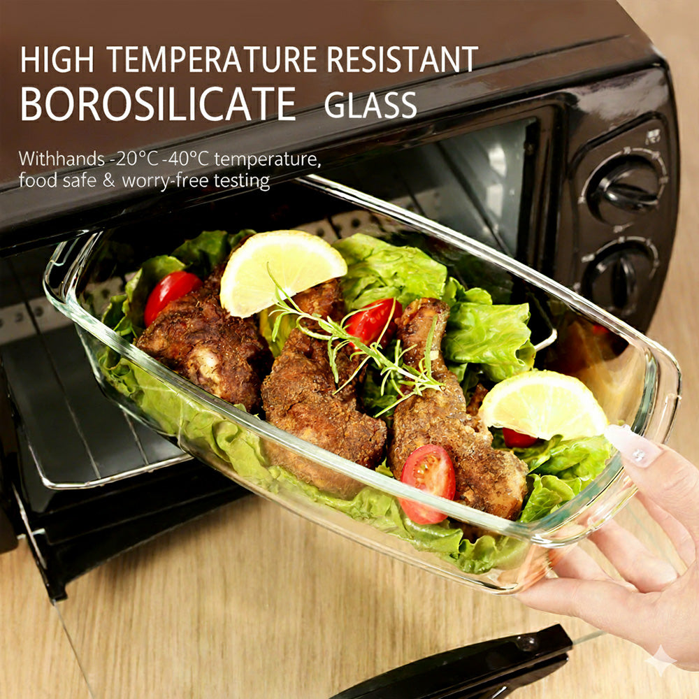 طبق فرن زجاجي مستطيل