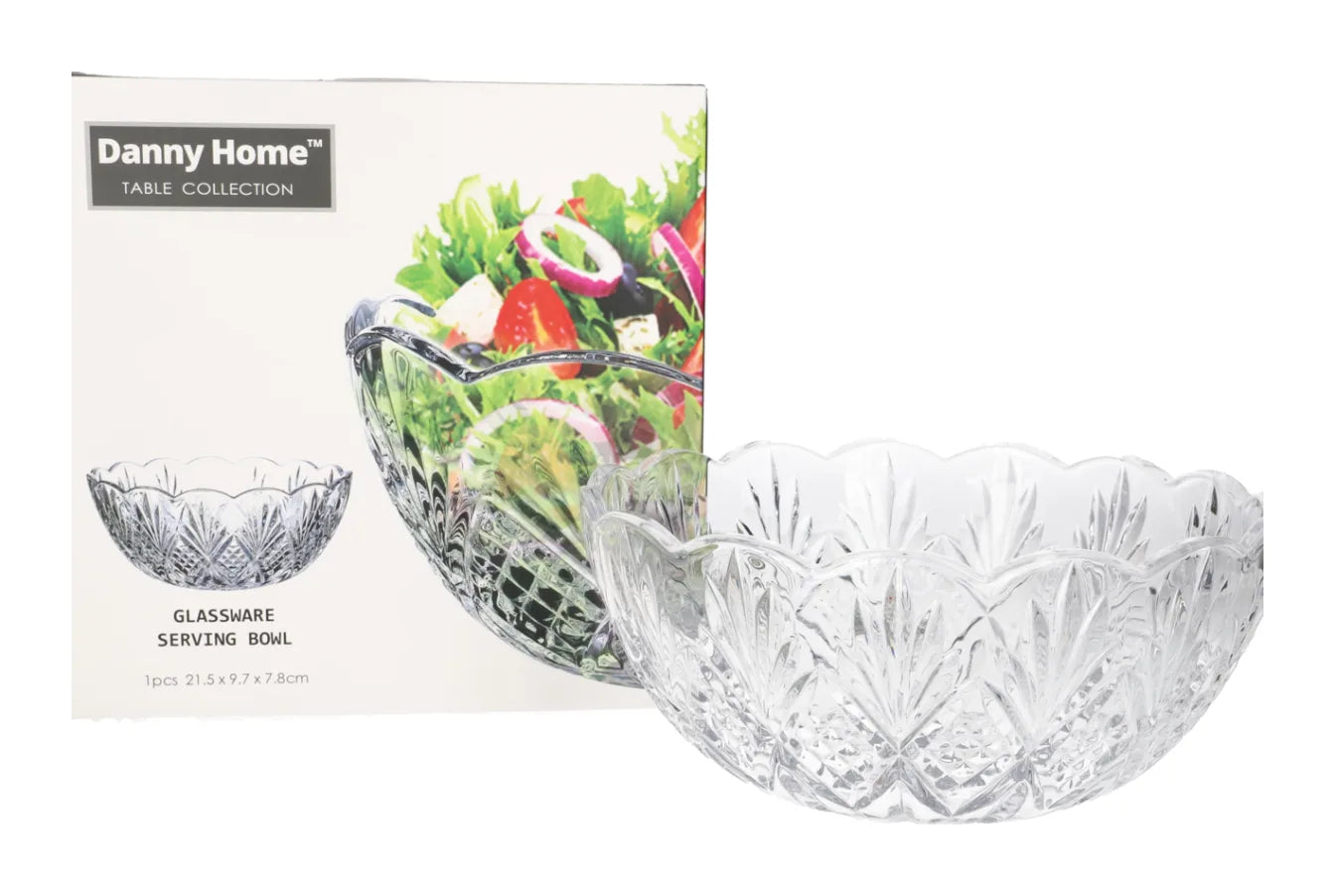 وعاء زجاجي محزز برسومات