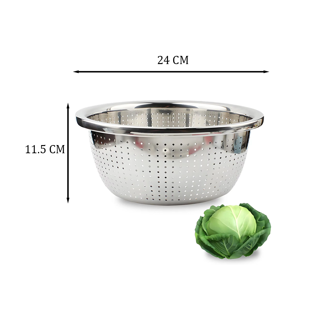 طقم مصفاة وحوض من الفولاذ المقاوم للصدأ (قطعتان)