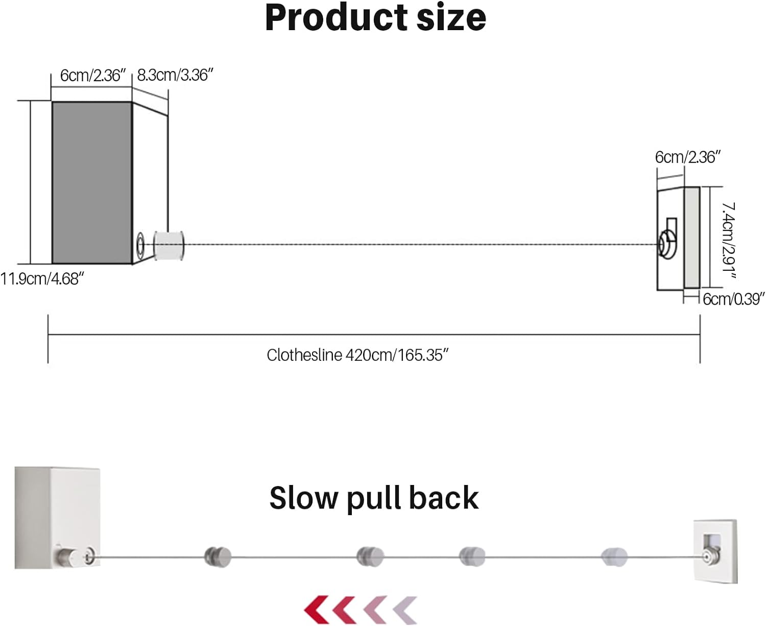 حبل غسيل قابل للسحب بطول 4.2 متر