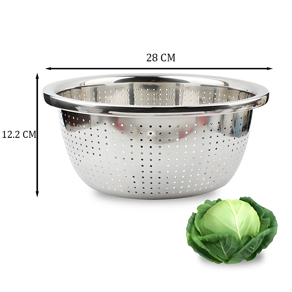 طقم مصفاة وحوض من الفولاذ المقاوم للصدأ (قطعتان)