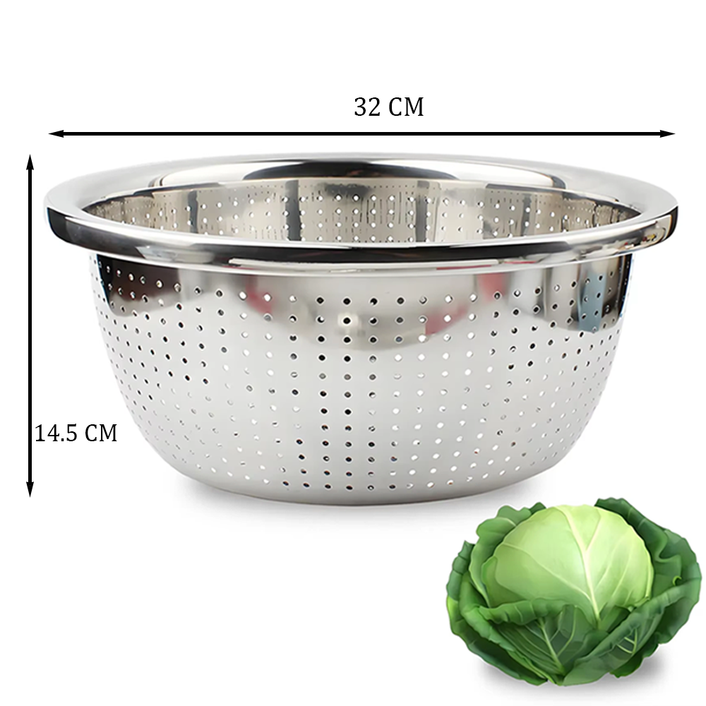 طقم مصفاة وحوض من الفولاذ المقاوم للصدأ (قطعتان)