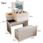 طاولة ماكياج مع مقعد ومرآة مضيئة