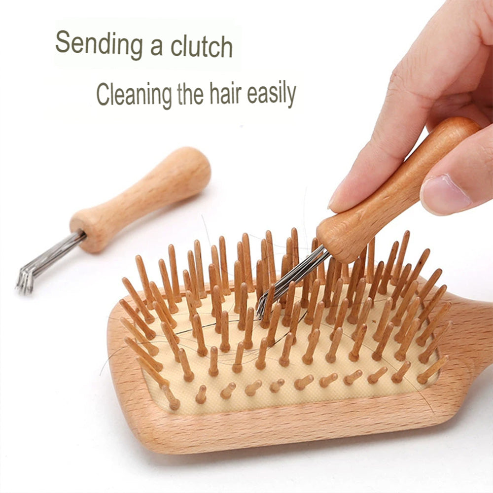 فرشاة شعر خشبية مضادة للتشابك