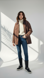 جاكيت جينز نسائي بياقة مميزة اللون