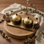 صينية تقديم مستطيلة مع وعائين