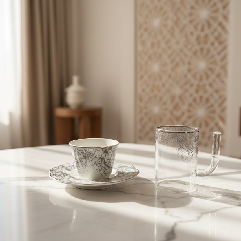 طقم استكانة وفنجان 18قطعة