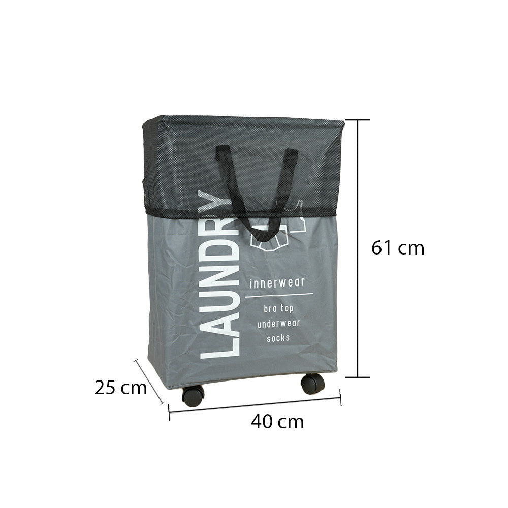 سلة غسيل قابلة للطي مع مقبض وعجلات، موديل: 5