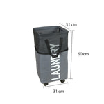 سلة غسيل قابلة للطي مع مقبض وعجلات، موديل: 3