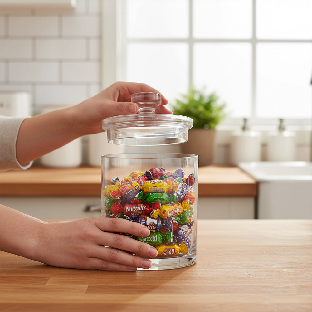 برطمان زجاجي بغطاء زجاجي