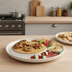 طبق تقديم دائري من الخشب والسيراميك