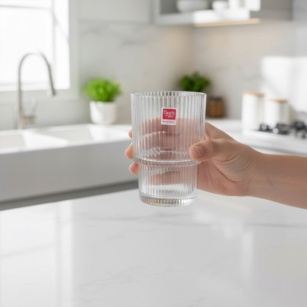 6 قطع من أكواب الشرب الكريستالية المضلعة – 470 مل