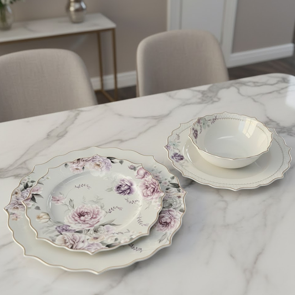 طقم أطباق مائدة فاخر 24 قطعة