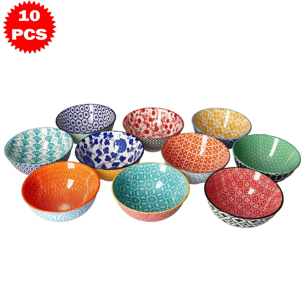 طقم أطباق تقديم ملونة – 10 قطع