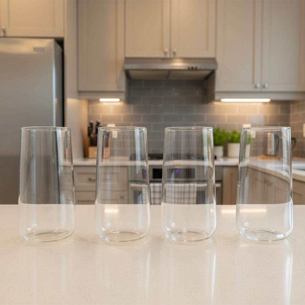 طقم أكواب زجاجية طويلة شفافة 500 مل 4 قطع