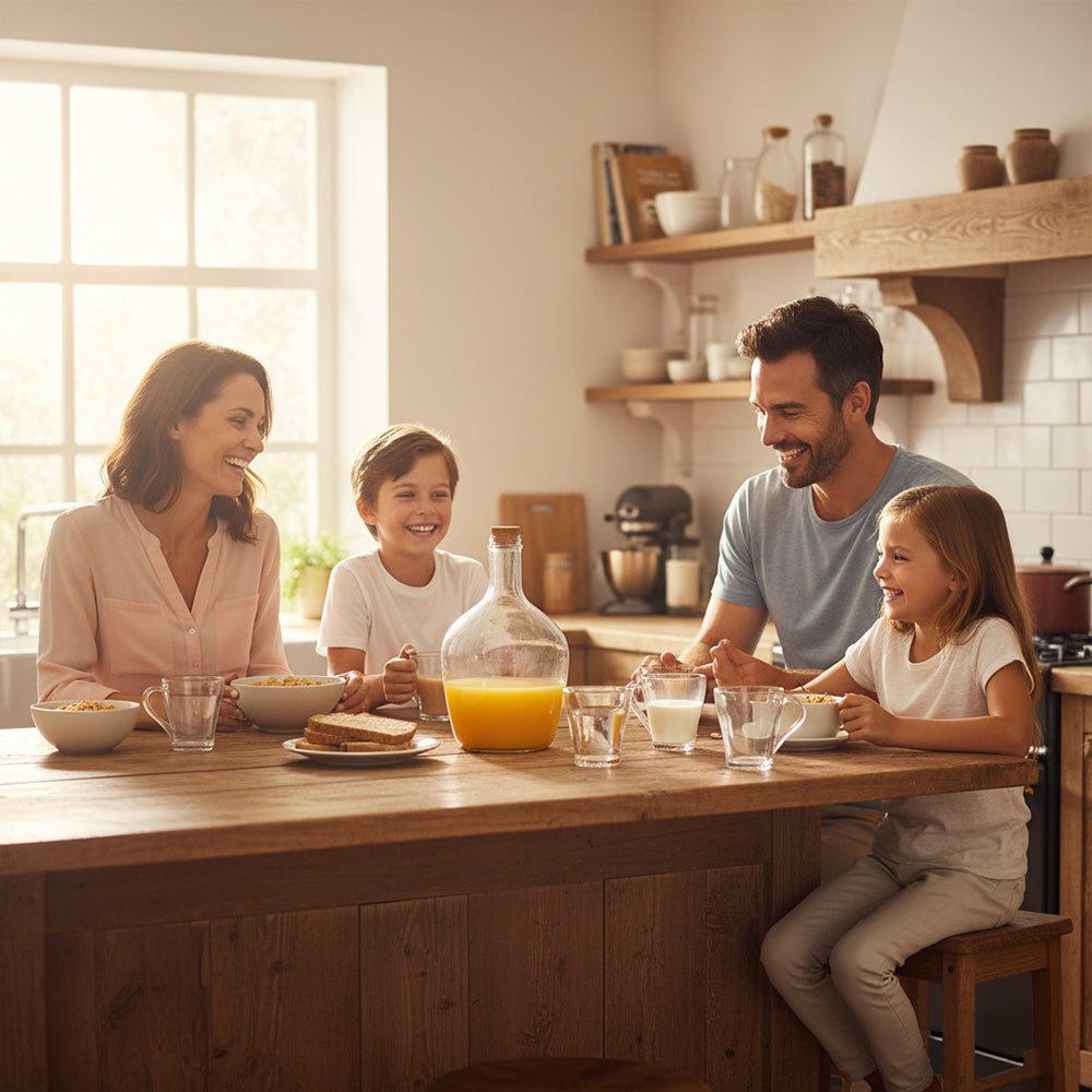 مرطبان عصير زجاجي مع 4 أكواب - 5 قطع