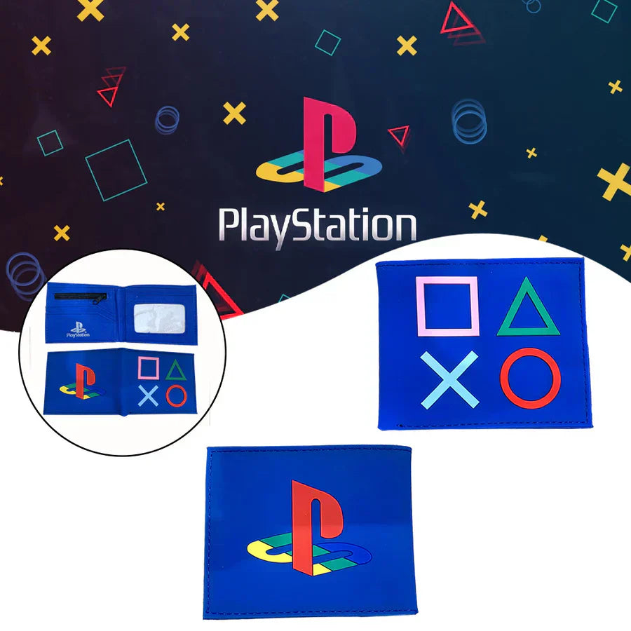 محفظة من جلد البولي يوريثان مطبوعة بشعار بلاي ستيشن 1 وأزرار 15