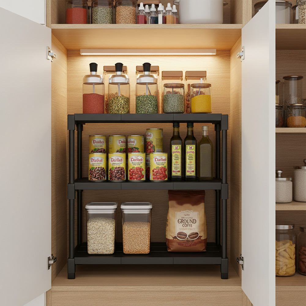 رف تخزين المطبخ ثلاثي الطبقات