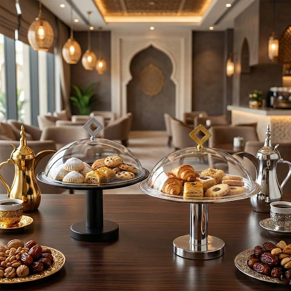 طبق تقديم كيك بغطاء