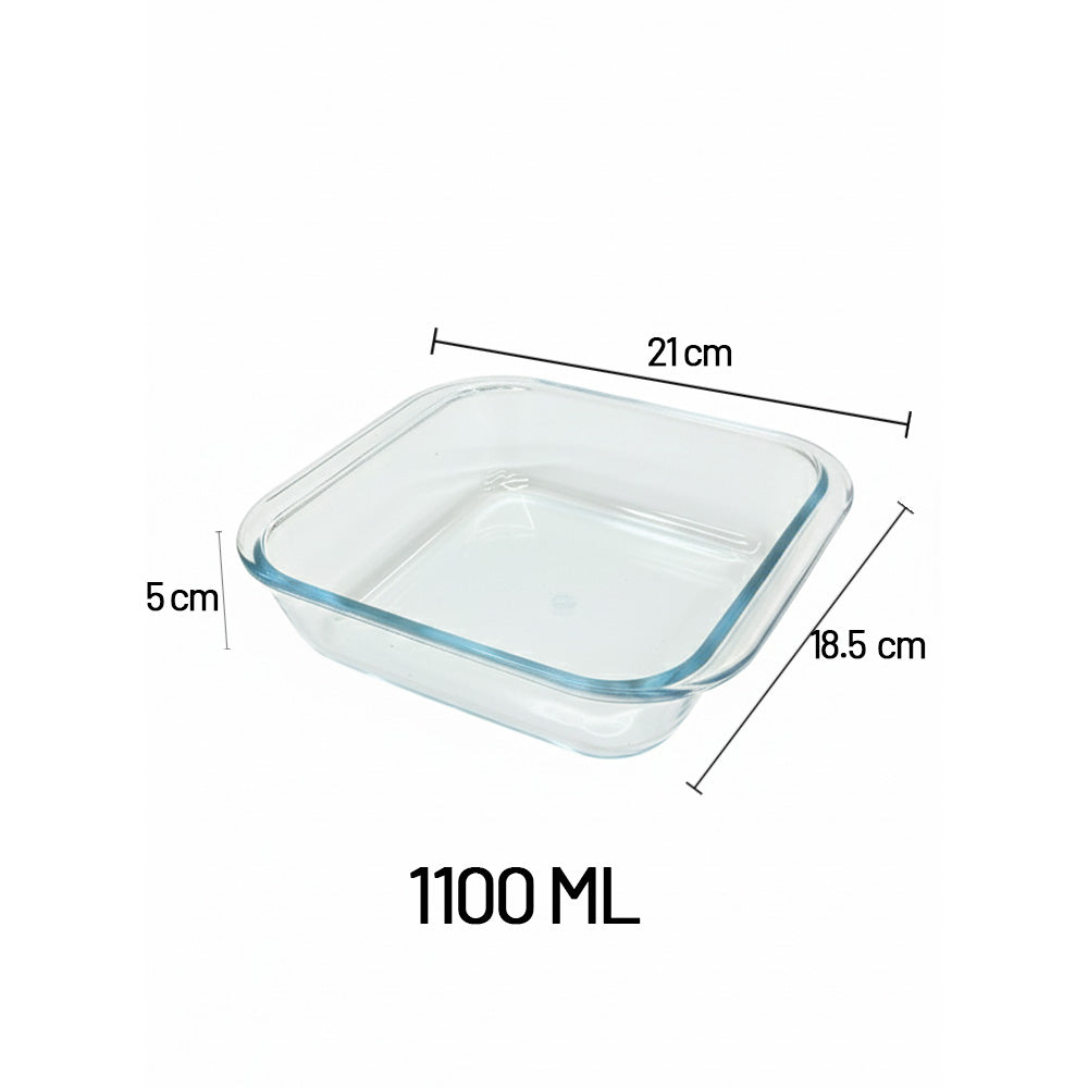 طبق فرن زجاجي مربع