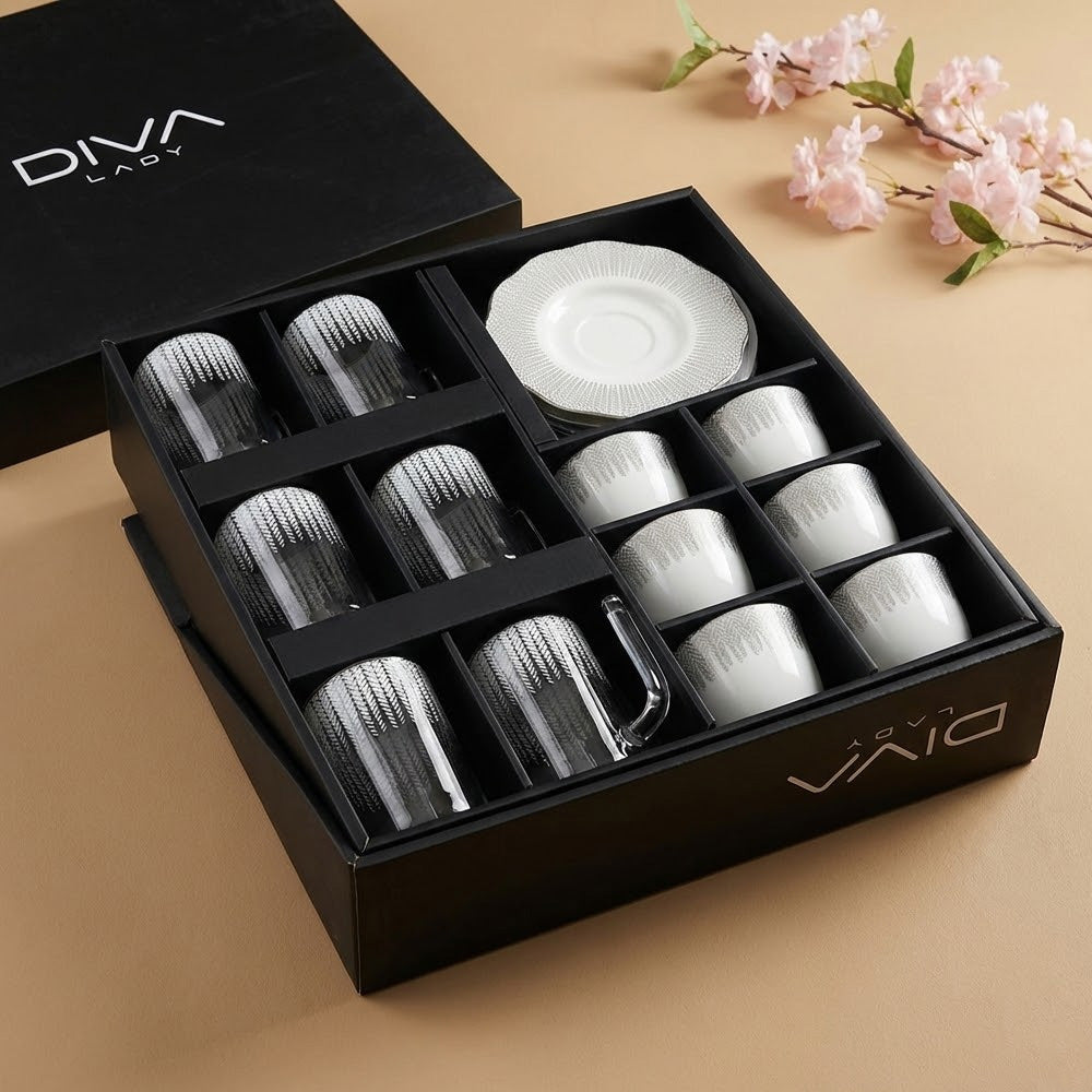 طقم استكانه وفنجان 18 قطعة