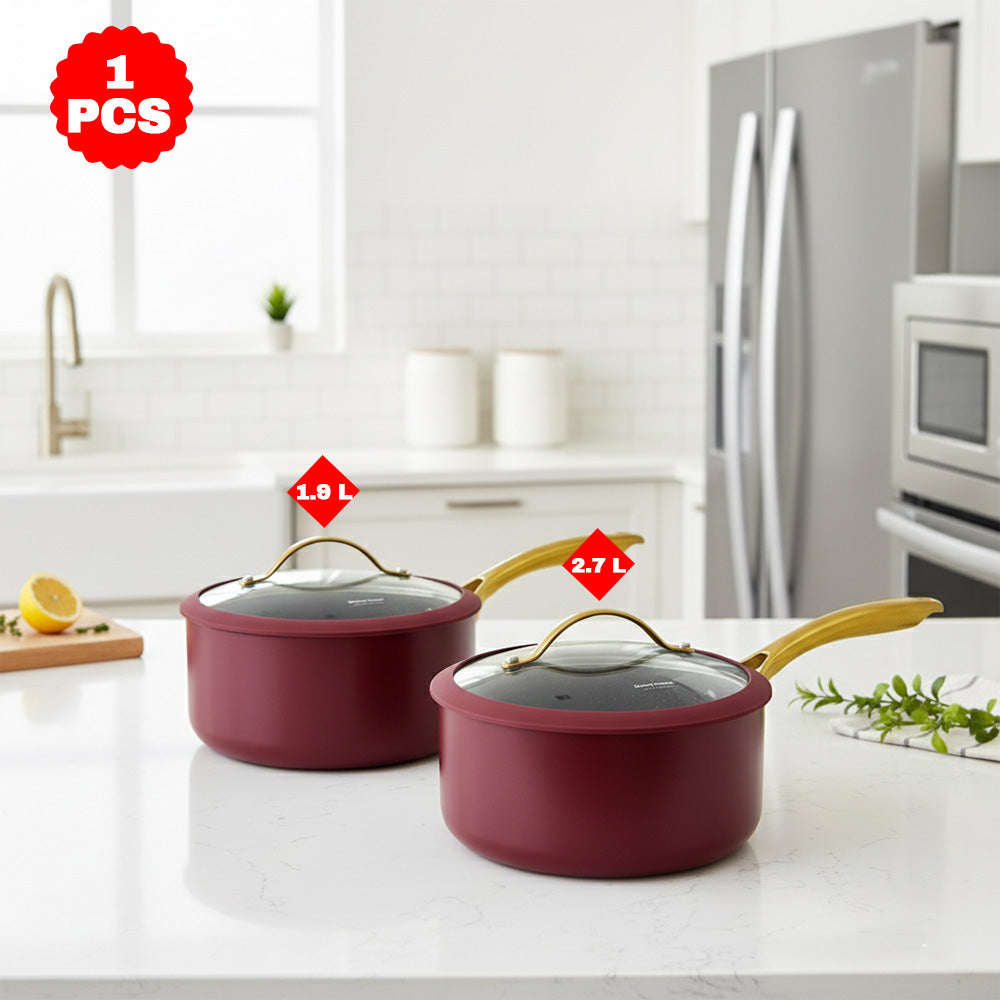 قدر طهي غير لاصق مقاس 18/20 سم - اللون: عنابي