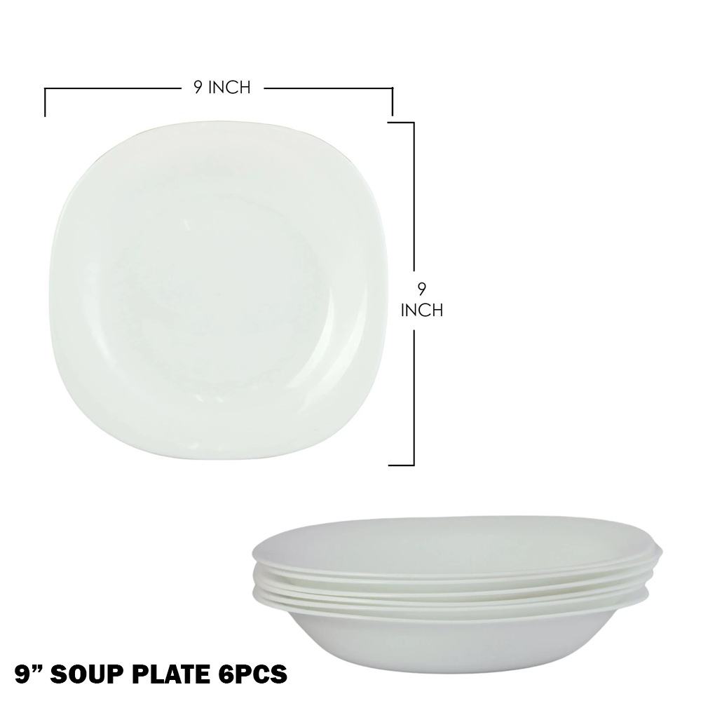 طقم أطباق سفرة فاخر أبيض 24 قطعة