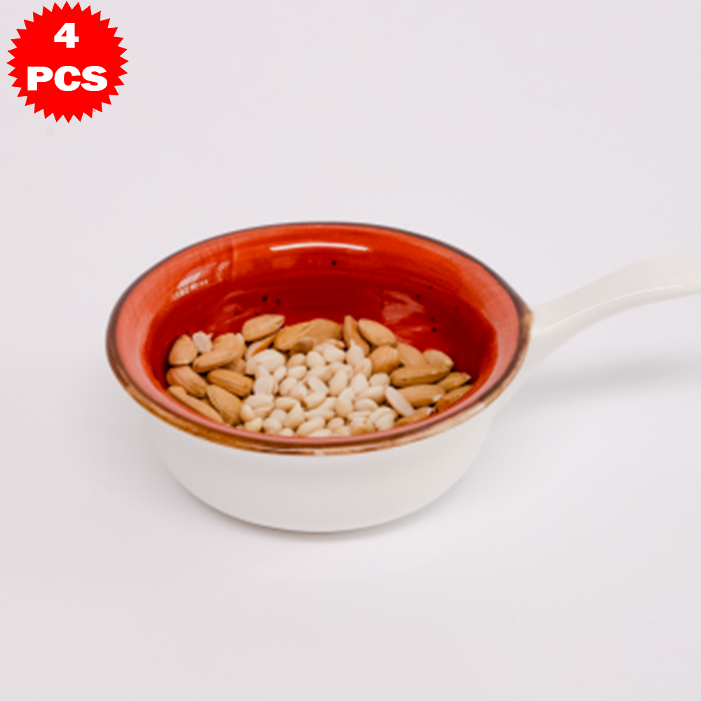 طقم تقديم سيراميك مع قاعدة خشب بامبو – 4 قطع