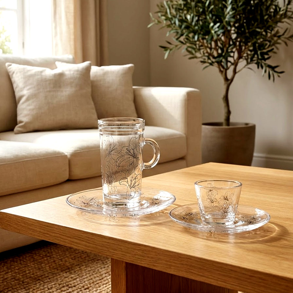 طقم استكانة وفنجان 18قطعة