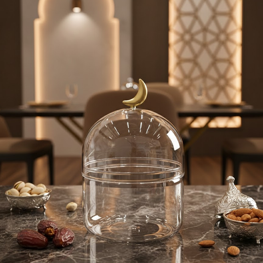 غرشة زجاجية بغطاء هلال