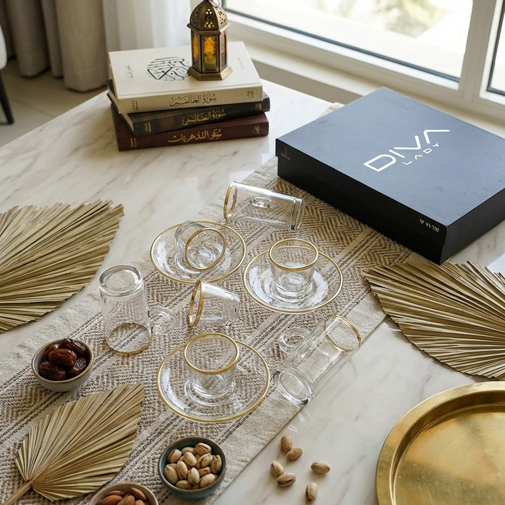 طقم استكانة وفنجان 18 قطعة