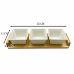 طقم تقديم سيراميك مع قاعدة خشب