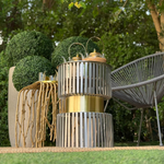 دوة و شواية معدنية بإطار ذهبي