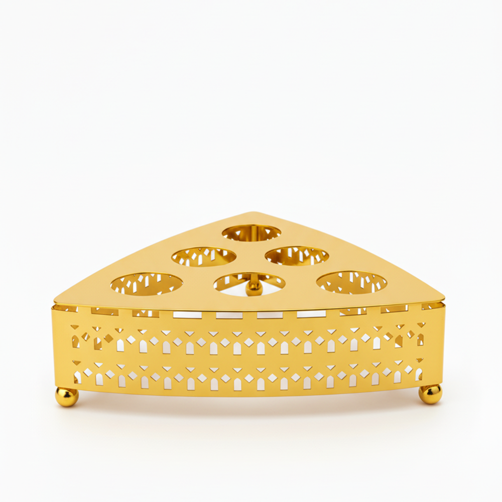 صينية تقديم معدنية بنقوش هندسية