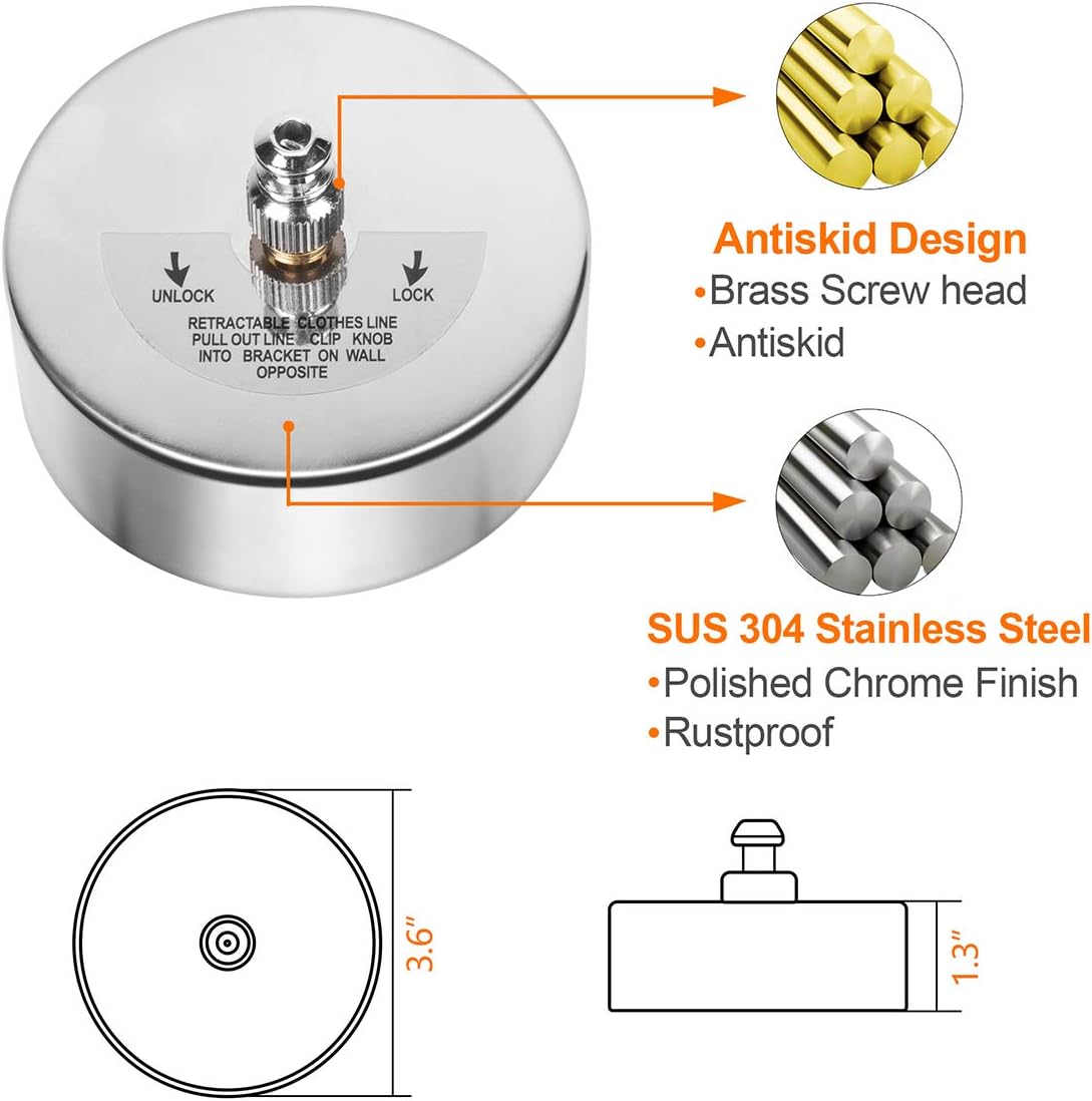 حبل غسيل قابل للسحب بطول 2.8 متر