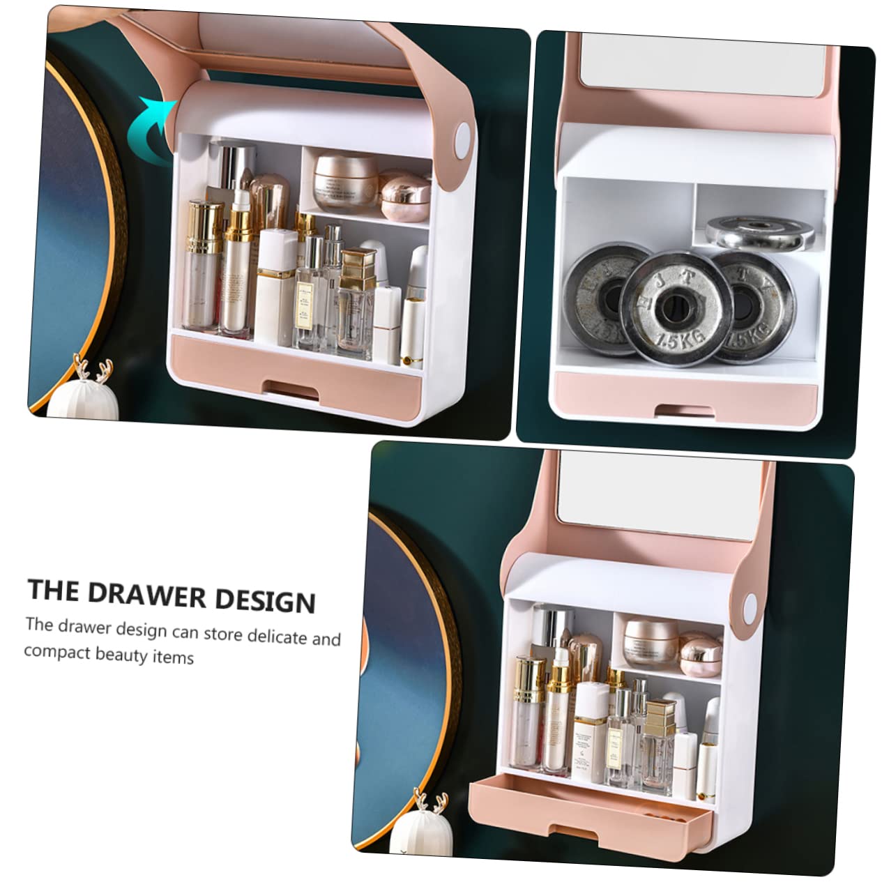 ‏منظمات ماكياج مع مرآة قابلة للطي‏